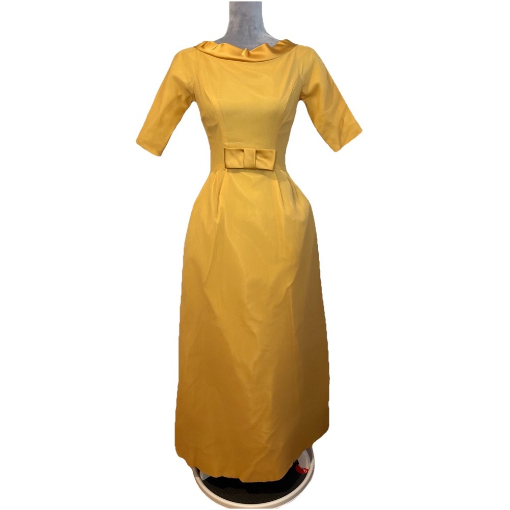 Vintage 1960s Lorrie Deb Formal Full Length Evening Dress Gown Chiffon Overlay S